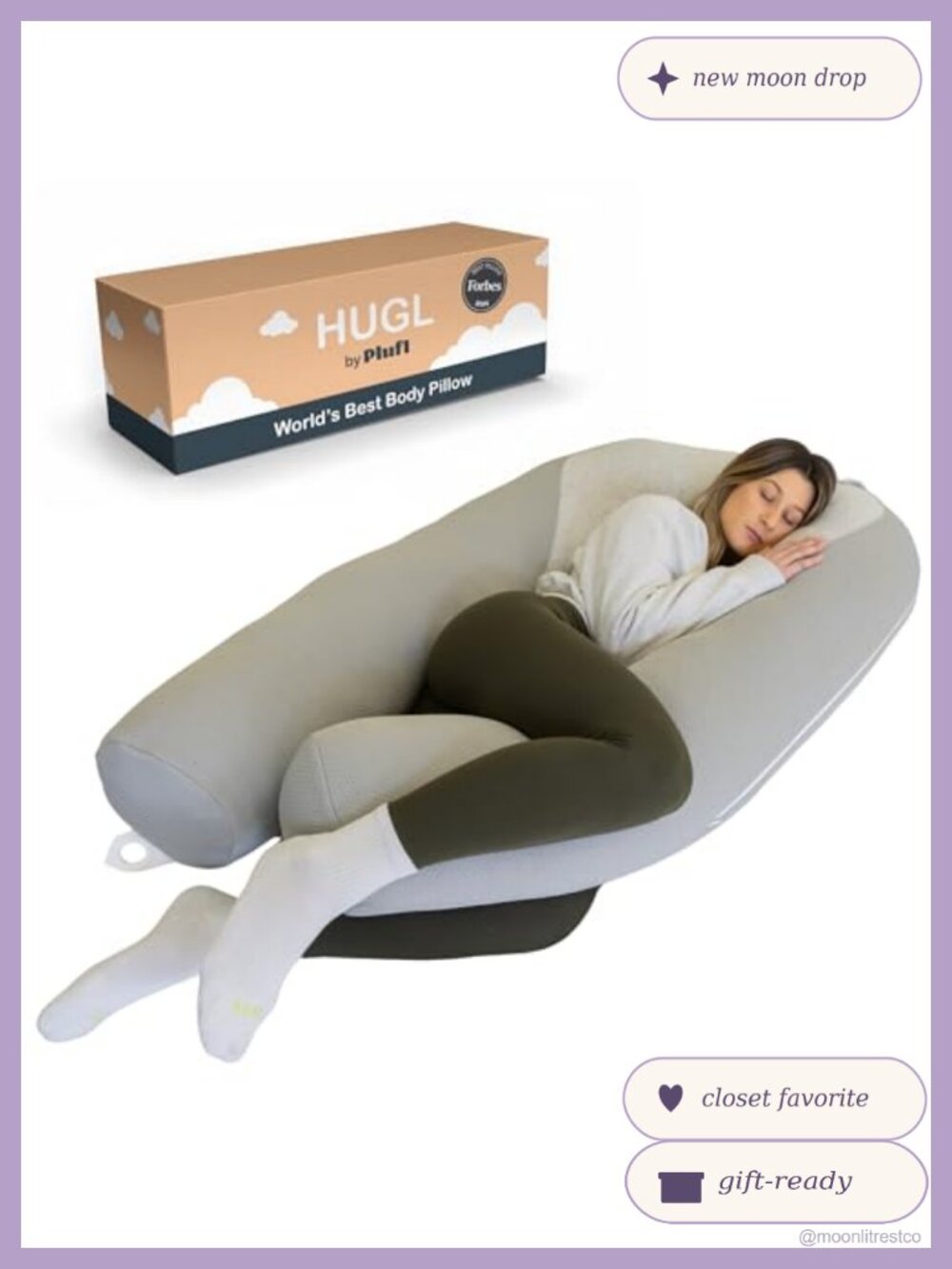 Hugl Cooling Body Pillow Memory Foam U Shaped Maternity Support